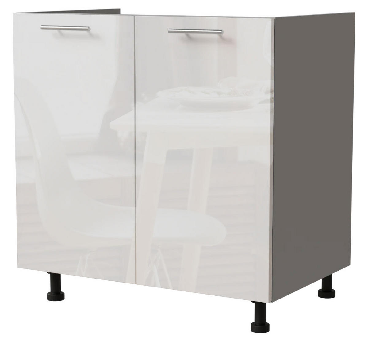 SPÜLENUNTERSCHRANK Essen D8Z/80 Weiß Hochglanz / Grau Matt 80 / 50 / 82cm - Weiß Hochglanz/Grau, Holz/Holzwerkstoff (80/82/50cm) - Feldmann-Wohnen