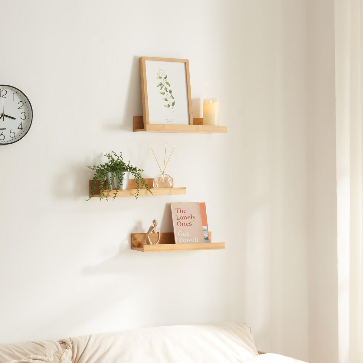 WANDREGAL-SET 3-TLG. Gildeskål - Naturfarben, Naturmaterialien (13/7/40cm) - [en.casa]