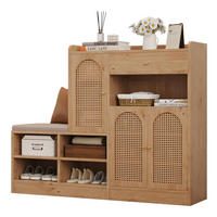 SCHUHSCHRANK aus Spanplatte 142x35x110cm in Natural mit Sitzbank - Naturfarben, Holzwerkstoff (142/110/35cm) - Modfu
