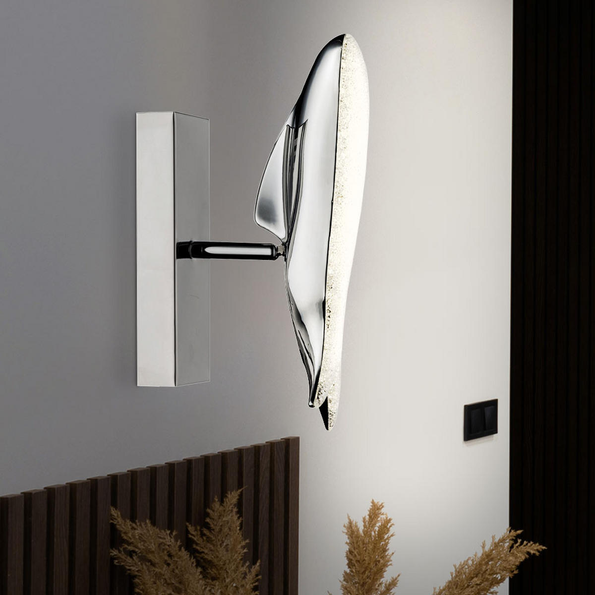 LED WANDLEUCHTE Chrom Silber mit Kristalloptik - Silberfarben, Metall (6/23.5/13cm) - Globo Lighting