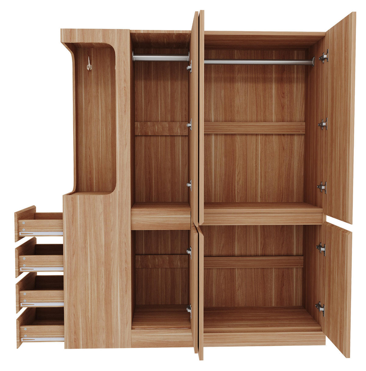 KLEIDERSCHRANK 140/170/40 cm Holzfarbe aus Kiefernholz mit Schubladen - Nussbaumfarben, Holzwerkstoff (40/170/140cm) - OKMYHOME