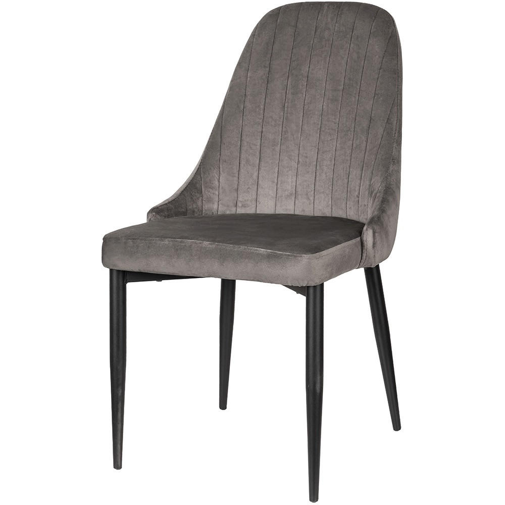 ESSZIMMERSTUHL Tila – 2er Set aus Samt, Grau, mit Metallgestell - Dunkelgrau/Schwarz, Textil/Metall (47/94/46cm) - Jana