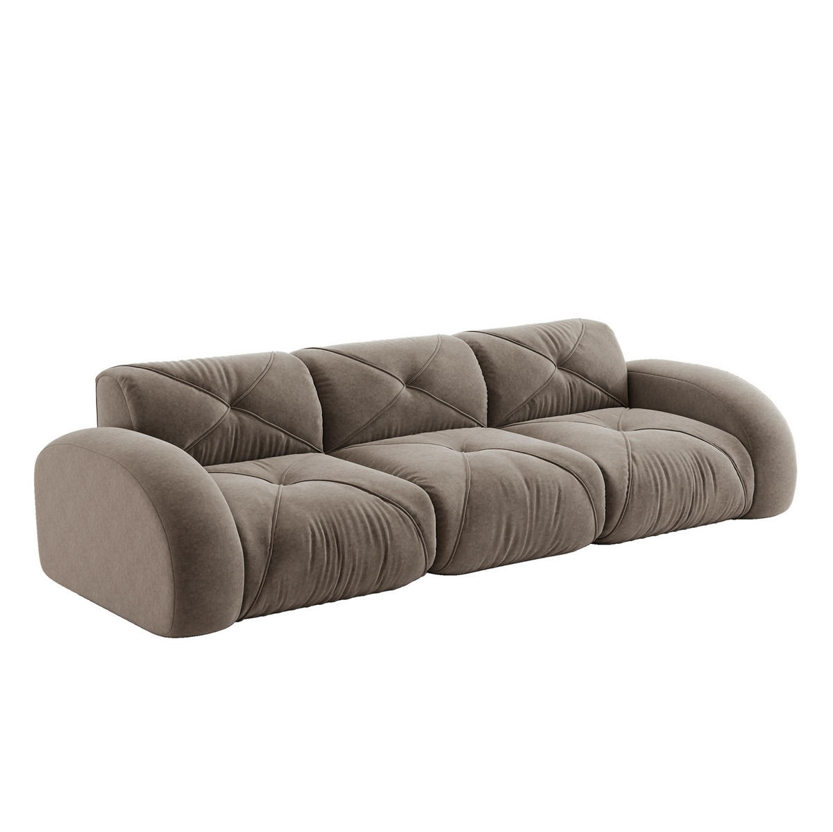 SOFA rahmenloses Modulsofa Chenille Braun - Grau, Kunststoff (95/76/281cm) - Meubliv