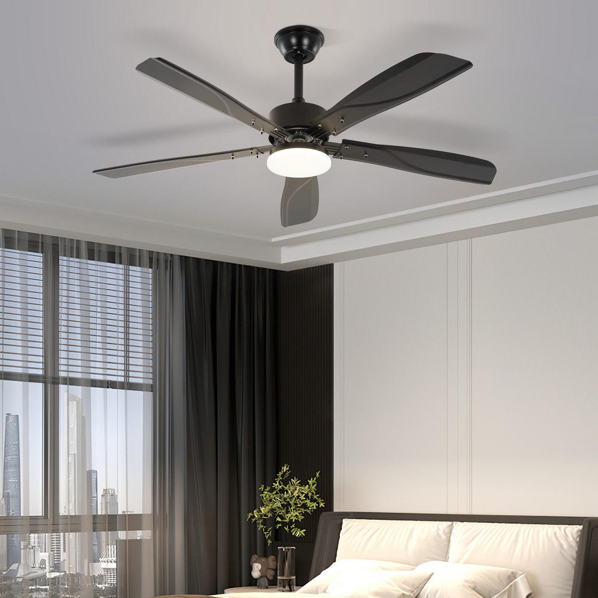 DECKENVENTILATOR BRILON Ⅲ 125/6/42 cm - Schwarz, Kunststoff (125/125/42cm) - Nettlife