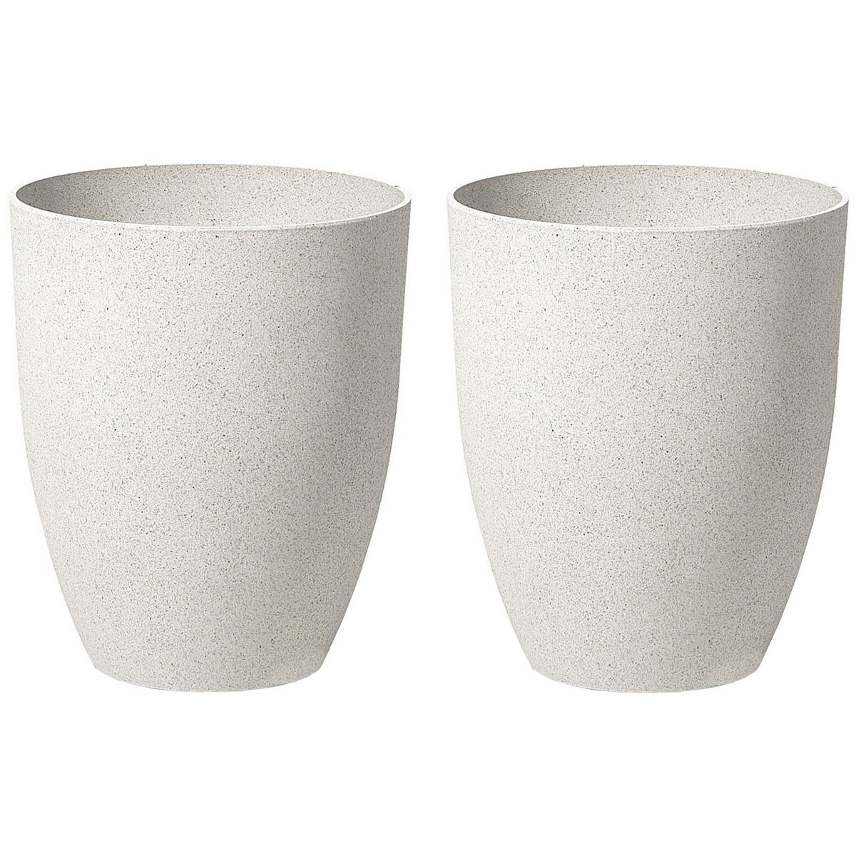 BLUMENTOPF 2er-Set cremeweiß rund 35/35/42 cm Croton - Weiß, Stein (42cm) - Beliani