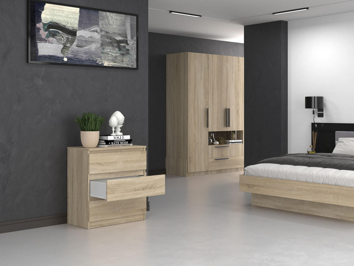 KOMMODE 3 SCHUBLADEN M3 - EICHE SONOMA - Sonoma Eiche, Holzwerkstoff (70/75/40cm) - CDF