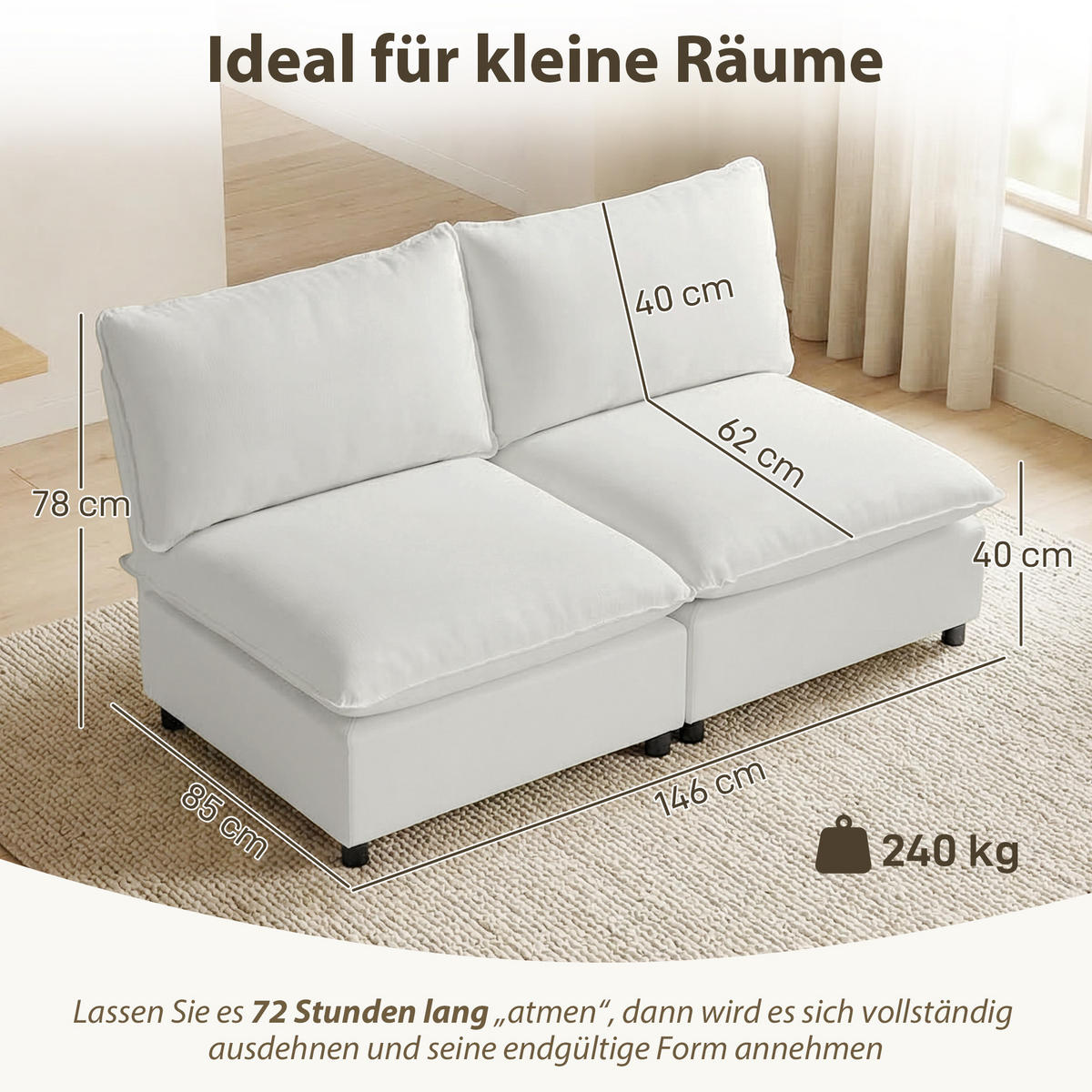 2-SITZER-SOFA Kunstleder Grau - Schwarz/Grau, Kunststoff (85/78/146cm) - HOMCOM