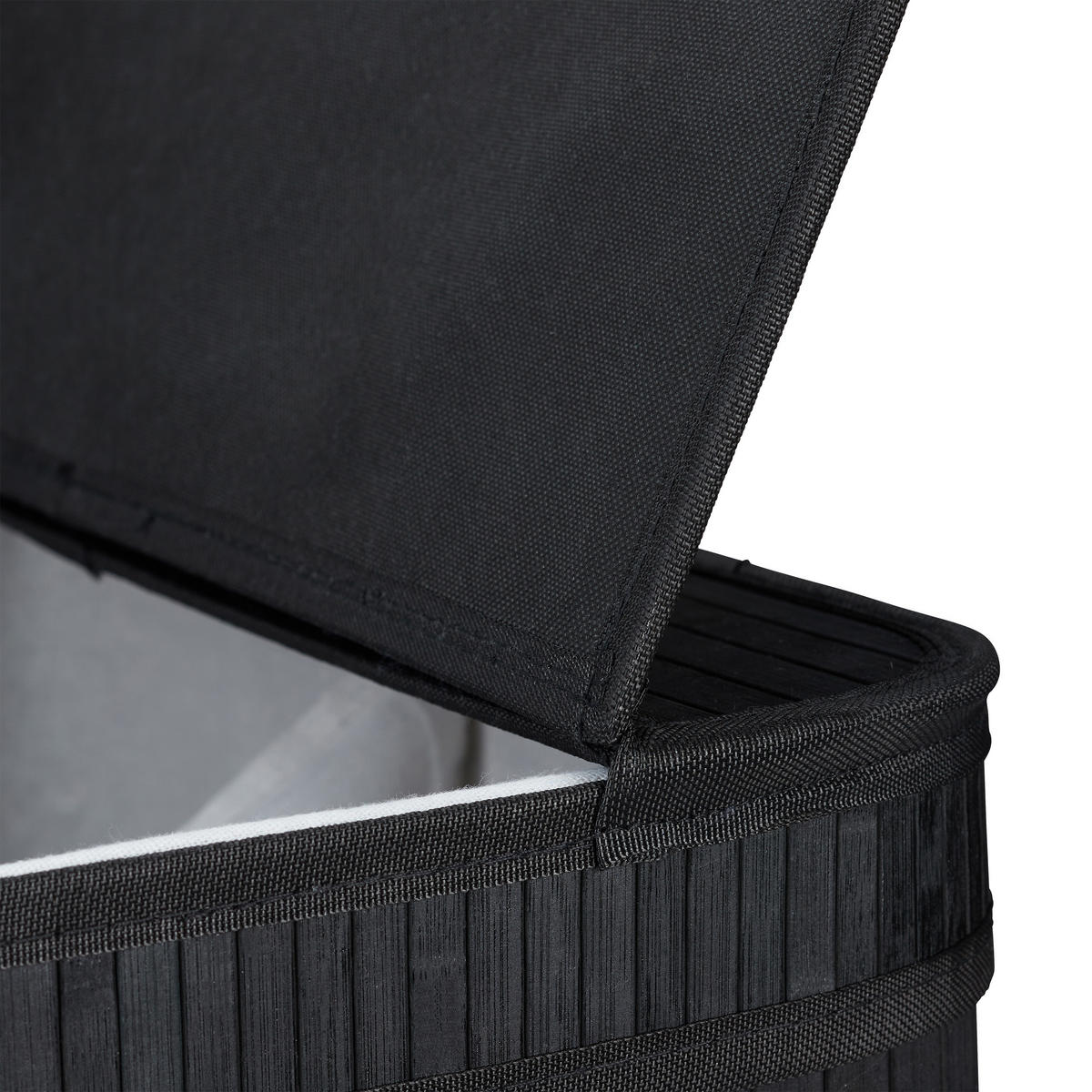 WÄSCHEKORB - Schwarz, Holz/Textil (55/63/35cm) - Relaxdays