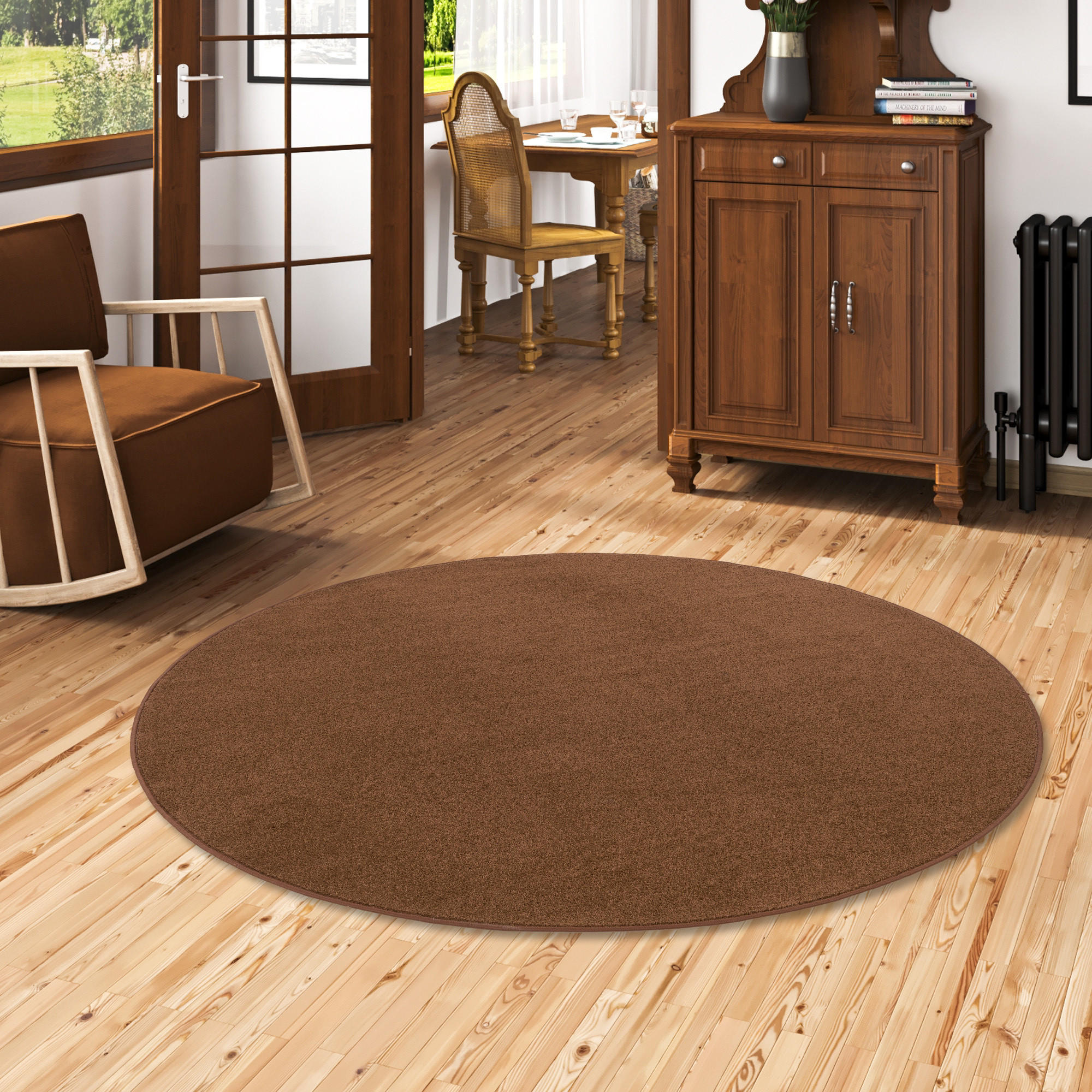 TREND VELOURS TEPPICH JOY RUND - Braun, Textil (200/200cm) - Snapstyle