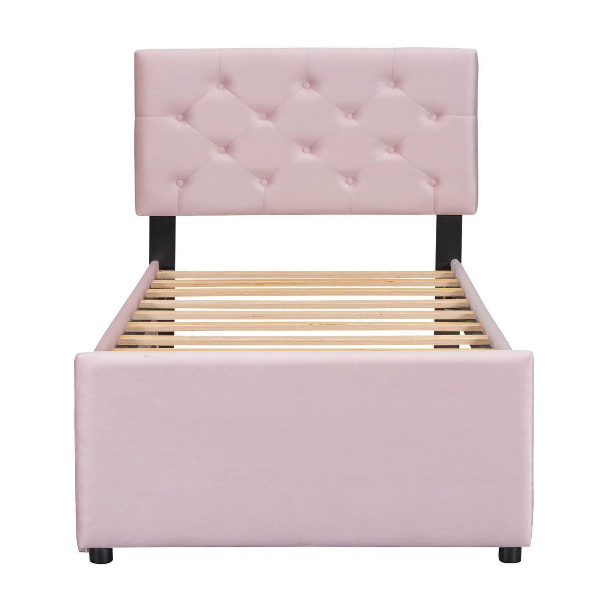 POLSTERBETT 90/200 cm Rosa aus Samt mit Rollbett - Rosa, Textil (90/200cm) - OKMYHOME