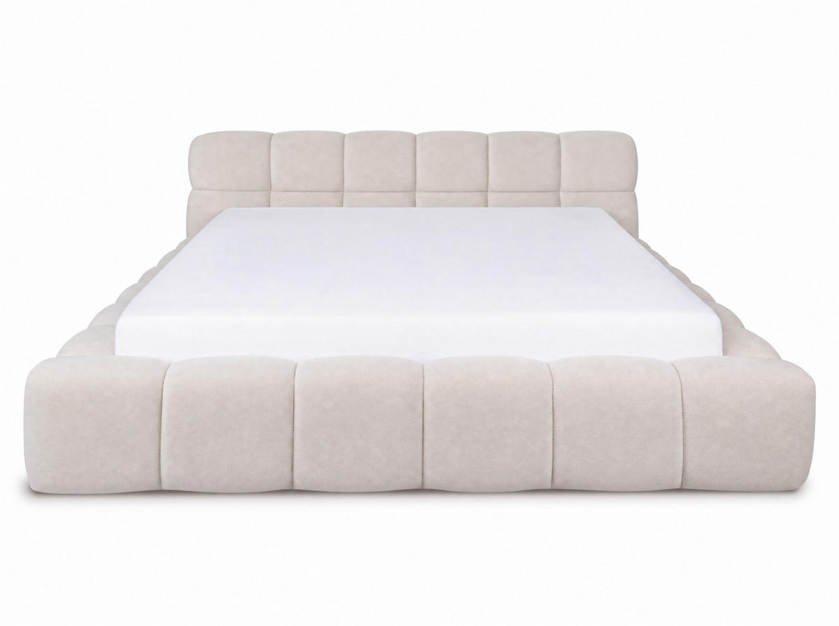 POLSTERBETT Miley Beige 140/200 cm Samt mit Bettkasten - Beige, Holz/Textil (140/200cm) - wonello