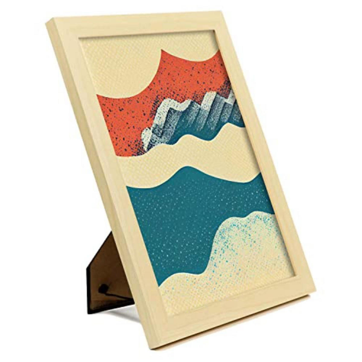 POSTER Set mit 4 Abstrakt Wellen Moderne Galaxien A4 Rahmen aus hellem Holz - Beige, Papier (29.7/3cm) - Nacnic