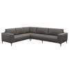 ECKSOFA mit Ottomane - Schwarz/Grau, Leder/Metall (290/230cm) - home24