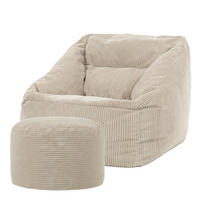 SITZSACK Sessel Natalia + Sitzpouf - Beige, Textil (100/80/88cm) - icon