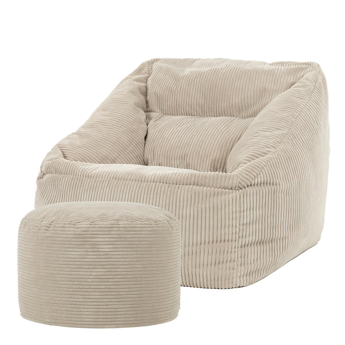 SITZSACK Sessel Natalia + Sitzpouf - Beige, Textil (100/80/88cm) - icon