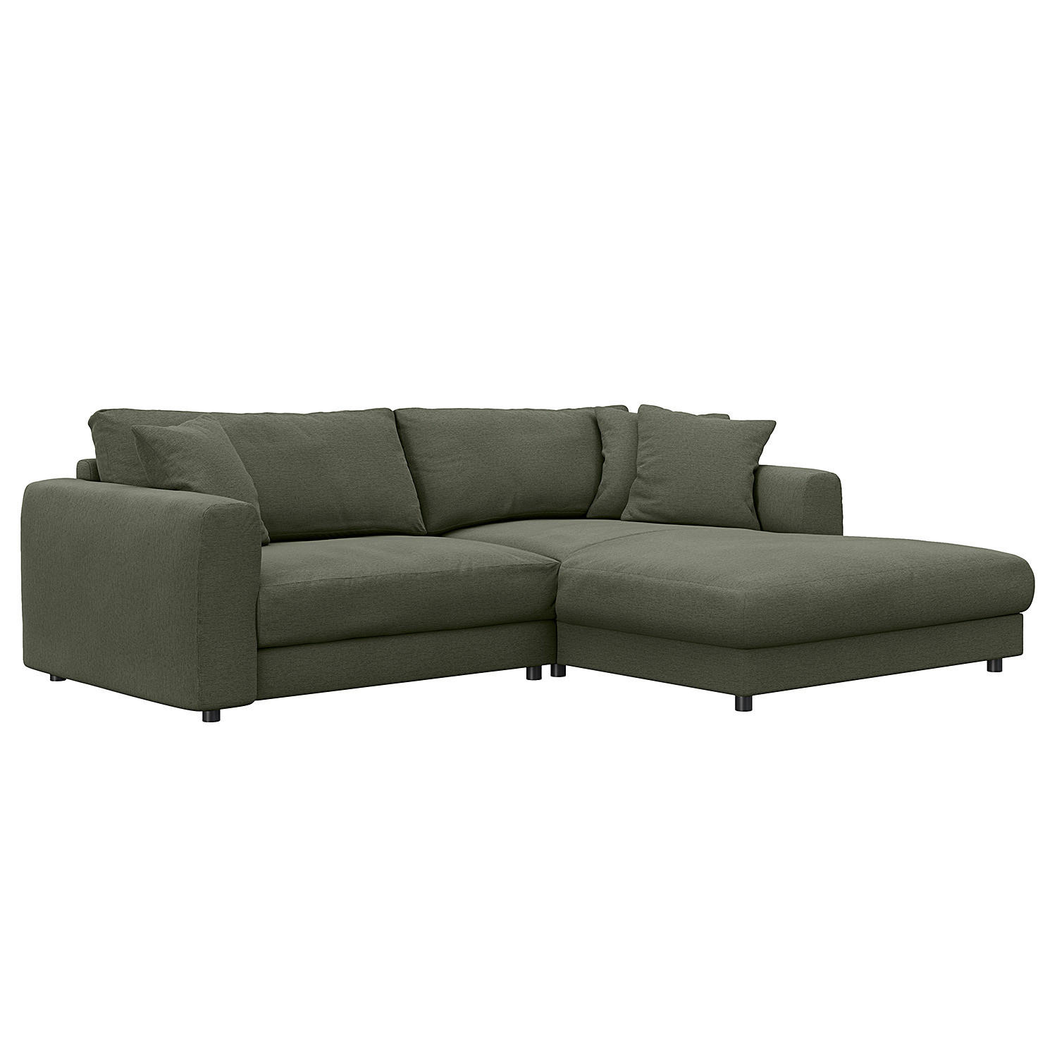 ECKSOFA mit Longchair - Schwarz/Grau, Holz/Kunststoff (238/183cm) - home24