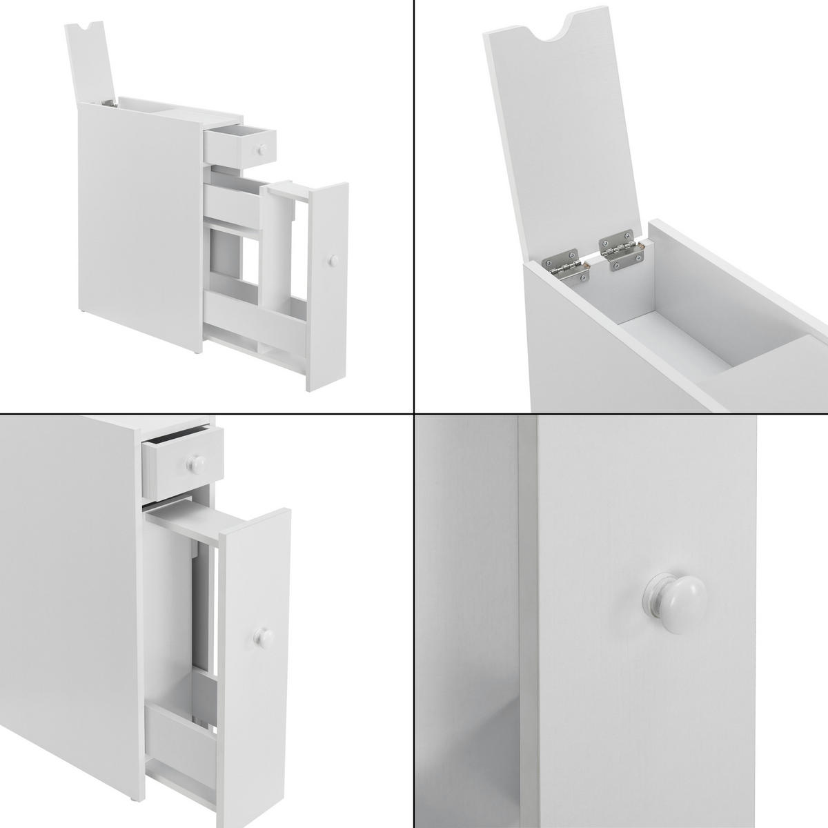 SEITENSCHRANK Kihniö - Weiß, Holzwerkstoff (16/58/48cm) - [en.casa]