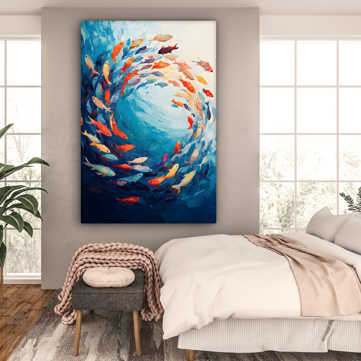 SLIKA NA PLATNU Morje 90x140 cm - svetlo modra, tekstil (90/140cm) - MuchoWow