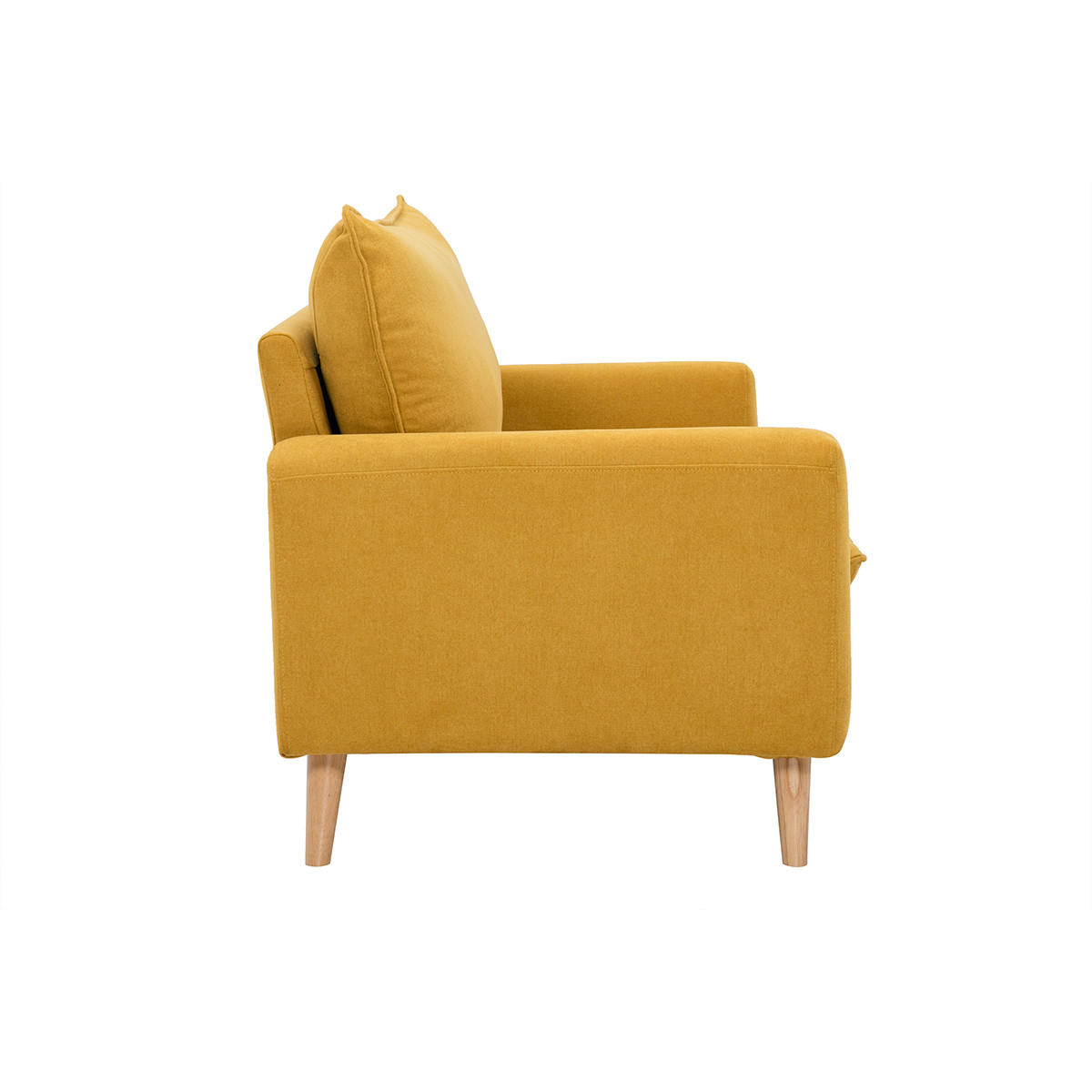 SOFA Skandinavisch Senfgelber Stoff Samteffekt Helles Holz 2-Sitzer JONAS - Gelb, Textil (129/82.5/81cm) - Miliboo