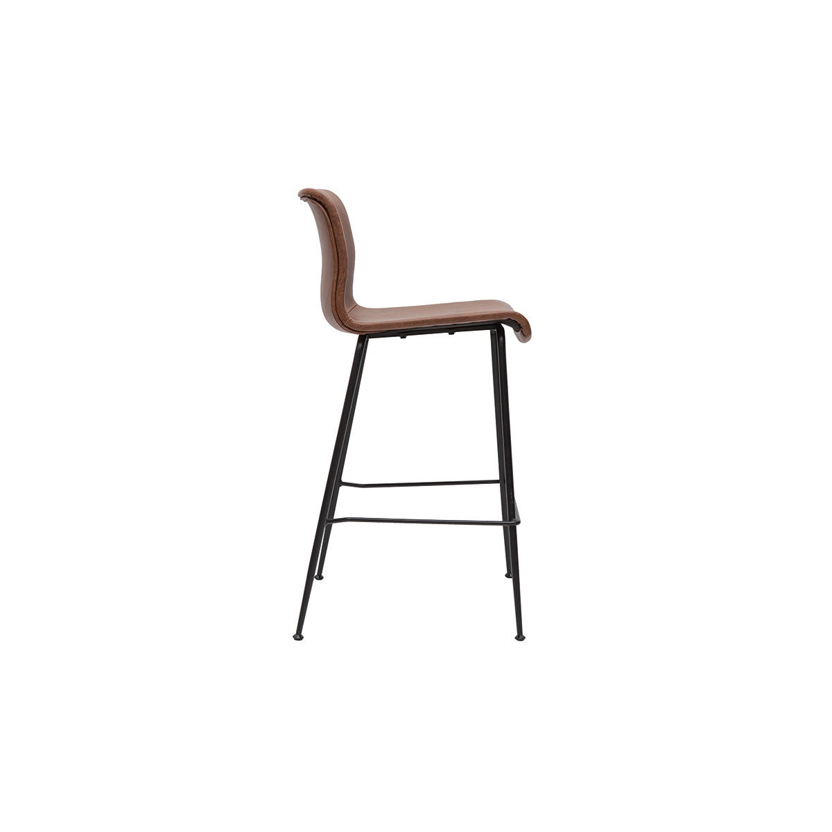 BARHOCKER Braun Antiklook Schwarz Metall H65 cm 2er-Set HAROLD - Braun, Kunststoff (50/89.5/50.5cm) - Miliboo