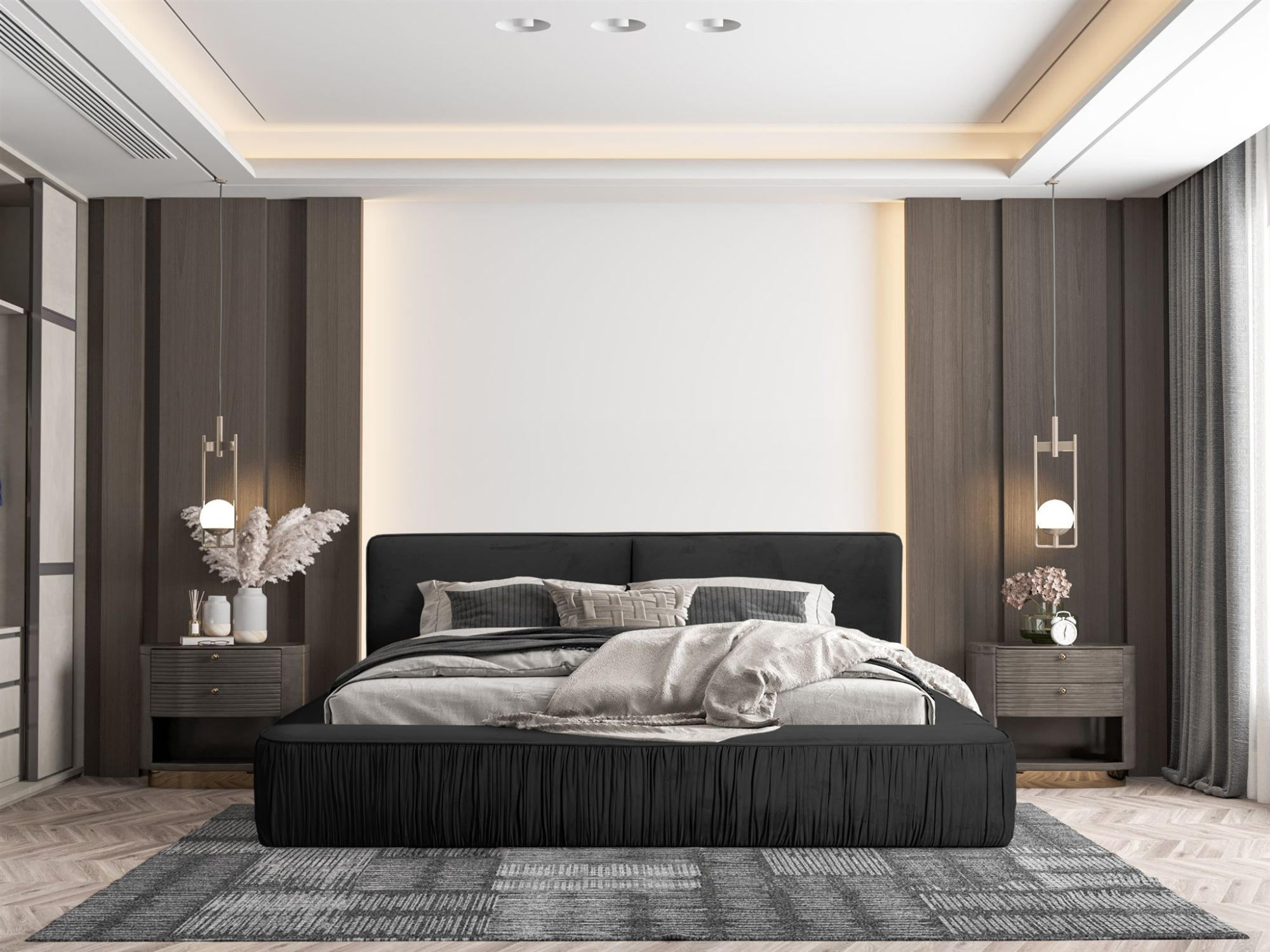 POLSTERBETT Lexie In Riviera Komplett - Schwarz, Holzwerkstoff/Textil (160/200cm) - Fun Möbel