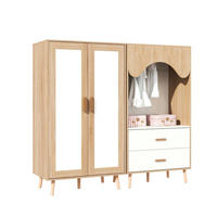 KLEIDERSCHRANK aus MDF 160x46x141,5 cm Natur/Weiß mit Kleiderstange und 2 Schubladen, flexible Aufbewahrung - Naturfarben, Holzwerkstoff (160/141.5/46cm) - Modfu