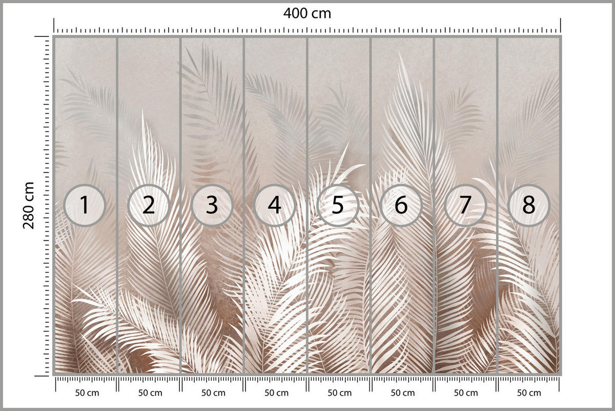 FOTOTAPETE Palmenblätter tropische Pflanzen 400x280cm - Beige/Braun, Papier (400/280cm) - Muralo