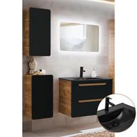 BADMÖBEL-SET 4-TLG. New-luton - Anthrazit, Holzwerkstoff (130/195/46cm) - Lomado