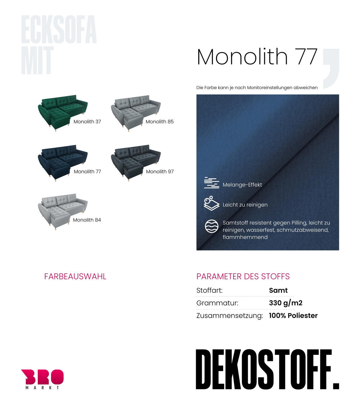 ECKSOFA Henry mit Schlaffunktion Blau Samtstoff - Blau, Textil (232/141cm) - Bromarkt