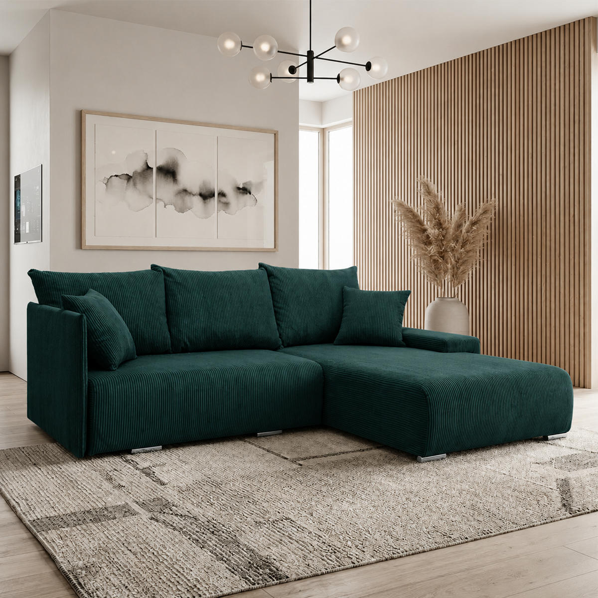 ECKSOFA TRAWANGA L mit Schlaffunktion, Grün - Grün, Textil (246/188cm) - Fedve