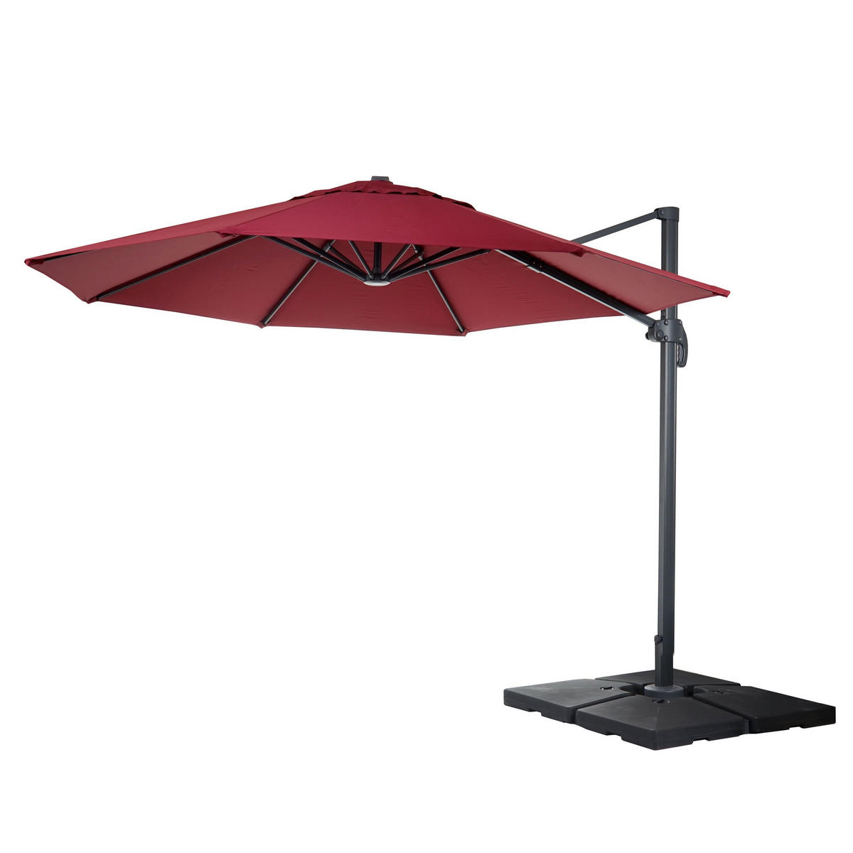 AMPELSCHIRM RUND Bordeaux 400/400 cm - Bordeaux, Textil (420/400cm) - MCW