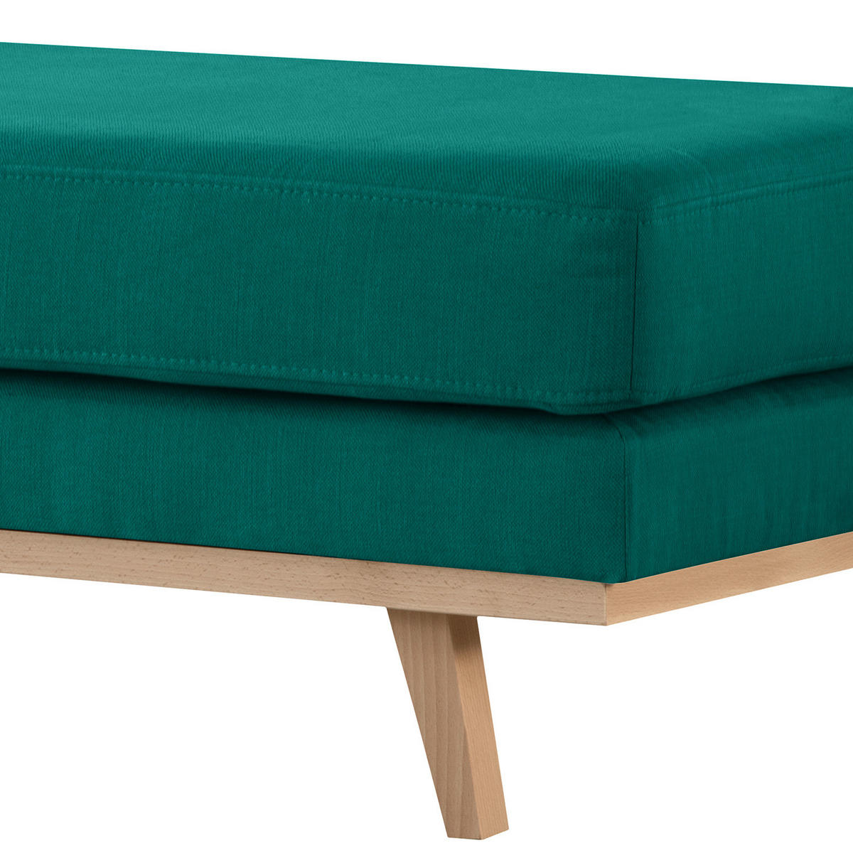 HOCKERBANK - Buchefarben/Petrol, Buchenholz/Textil (180/43/81cm) - home24