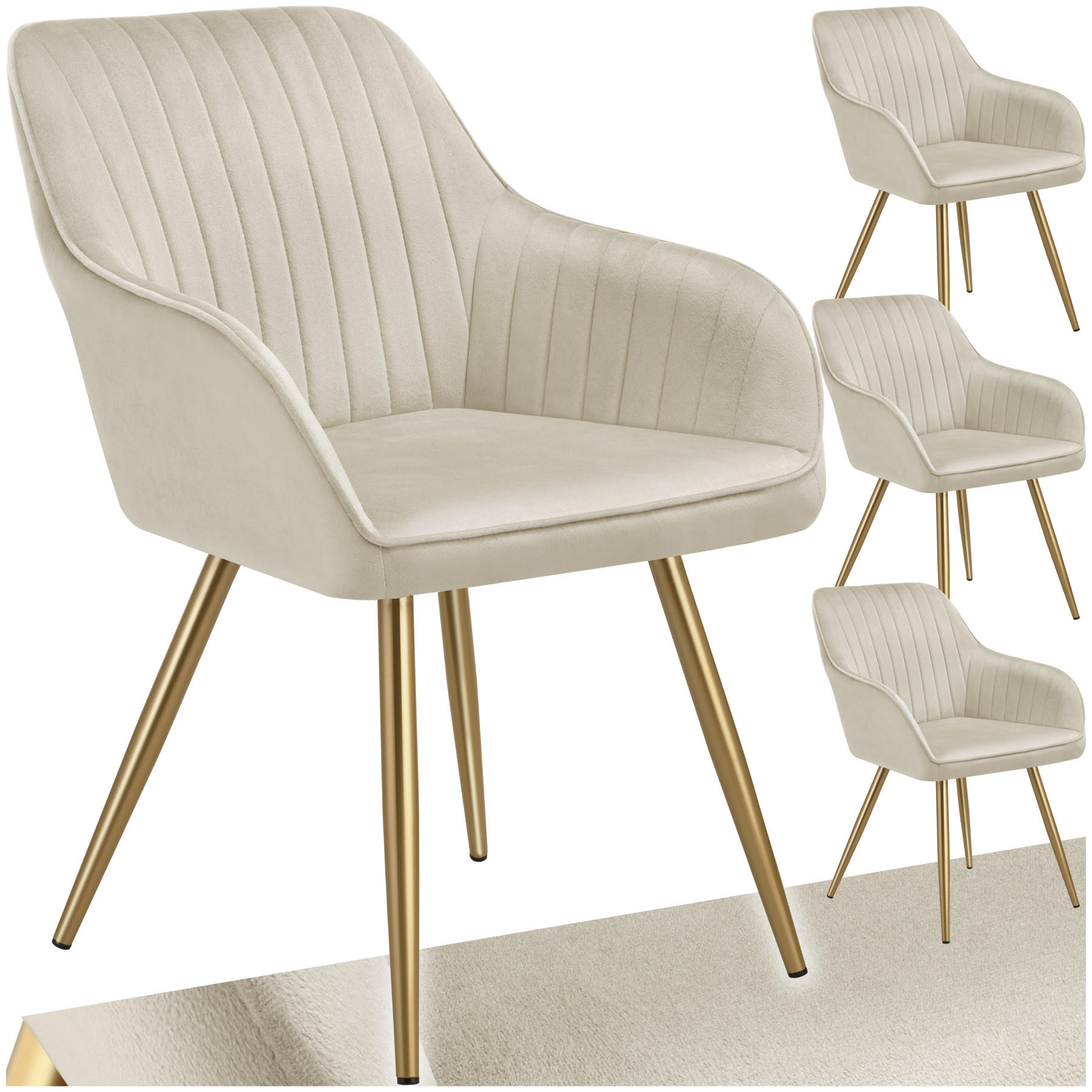 ESSZIMMERSTUHL 4er Set Marilyn 58 x 62 x 82 cm creme/gold - Goldfarben/Creme, Kunststoff (58/82/62cm) - tectake