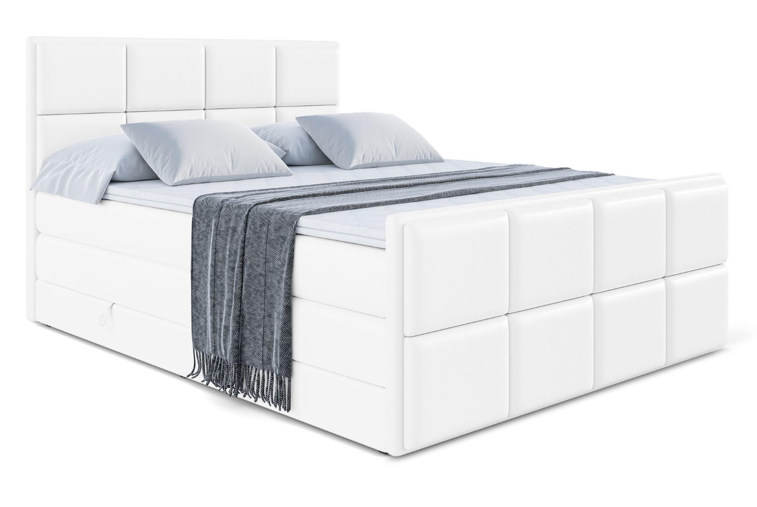 BOXSPRINGBETT NOVA-Z KING - 160 x 200 - H3/H4 - Weiß Hochglanz - Weiß Hochglanz, Holzwerkstoff (160/200cm) - ALTDECOR