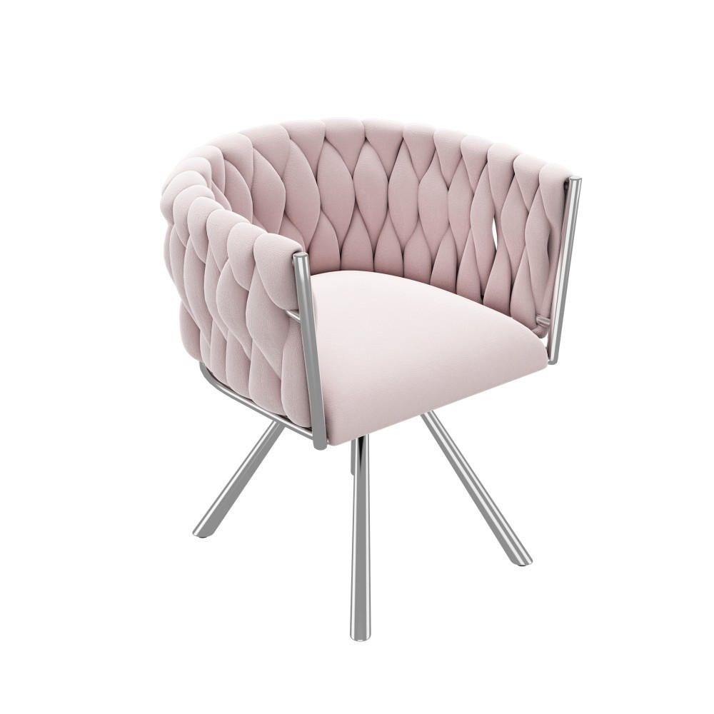 SCHMINKSTUHL 1St in Rosa mit vier Stützbeine aus Metall - Pink, Textil (54/72/59cm) - KOMHTOM