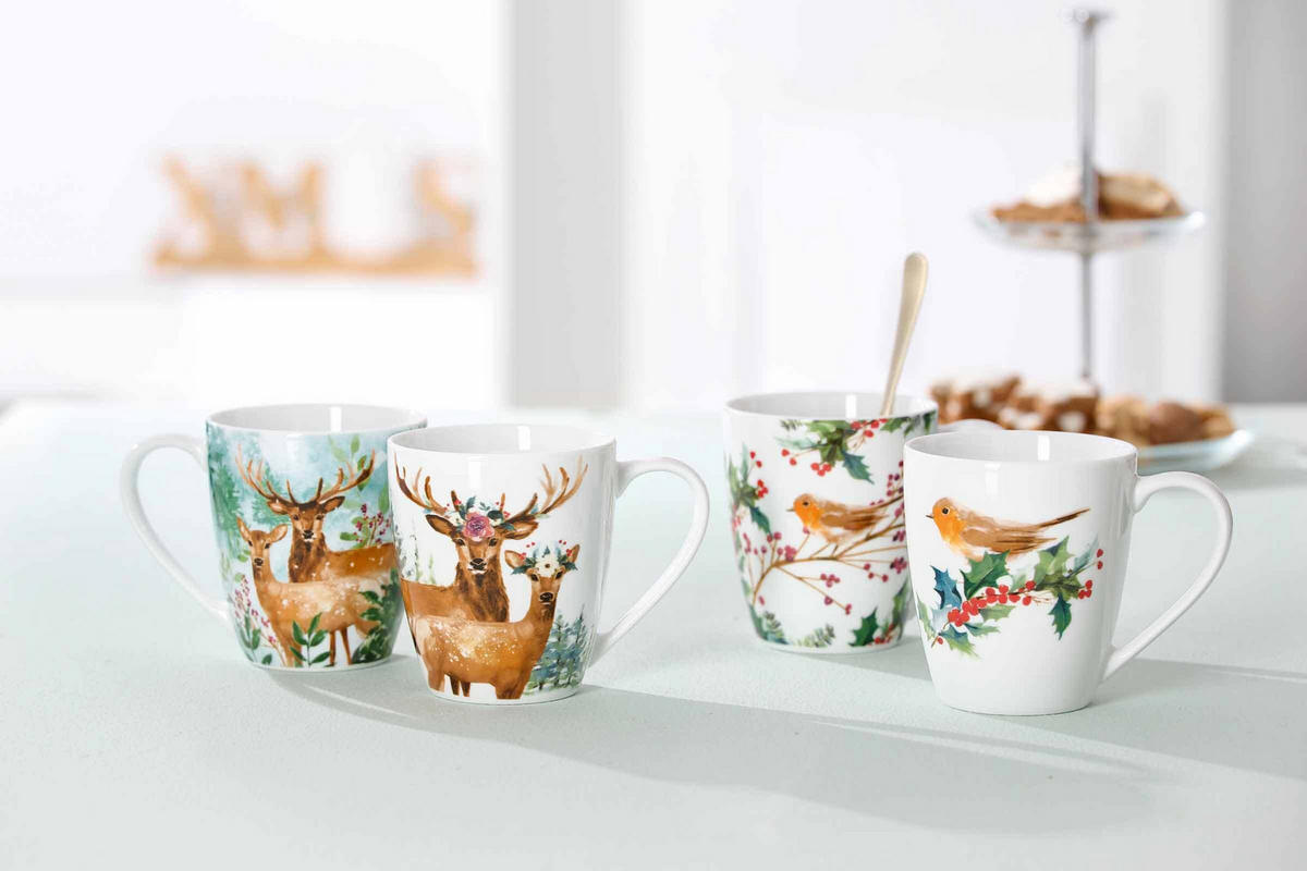 HENKELBECHER Winter Forrest bunt 360 ml 6er Set - Multicolor, Keramik (0.36L) - Ritzenhoff Breker