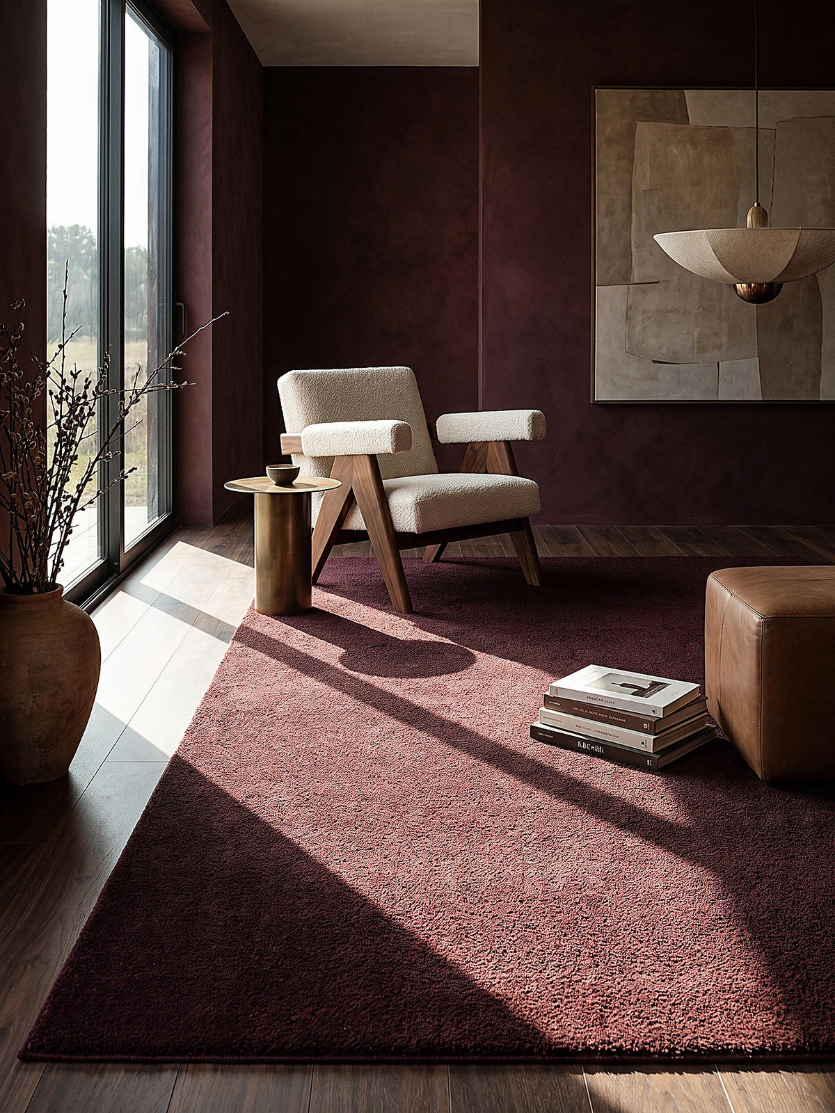 TEPPICHLÄUFER Antirutsch Uni ALDAN Polyester Bordeauxrot 80 x 150 cm - Rot, Textil (80/150cm) - KADIMA DESIGN
