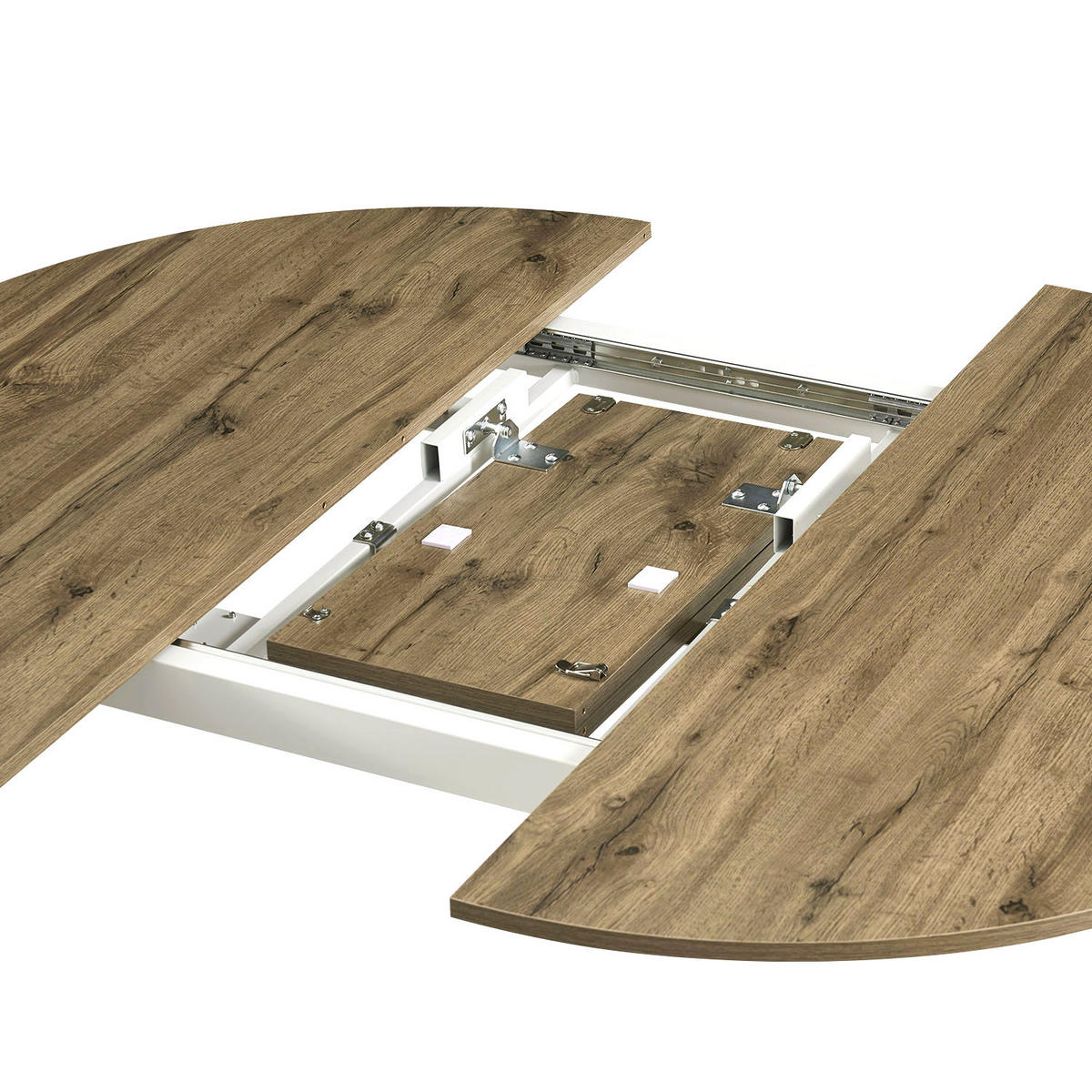 ESSTISCH LIV 120-150/120/76 cm Rund Eiche - Eichefarben/Weiß, Holzwerkstoff (120/120/76cm) - B&D Home