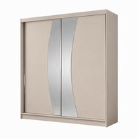 KLEIDERSCHRANK Nox 200 cm Kaschmir Spiegel 2 Schubladen Griffe silber - Kaschmir, Holzwerkstoff (200/216/61cm) - KS Home Concept