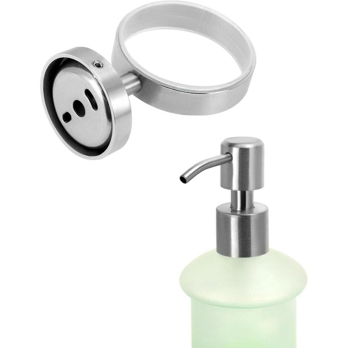 SEIFENSPENDER zur Wandmontage Satiniertes Glas Edelstahl 304 Silber 200 ml - Hellgrün, Metall (6.7/10/16cm)