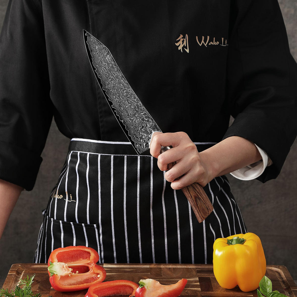 KOCHMESSER 20 cm - Braun, Holz/Metall (34cm) - Wakoli