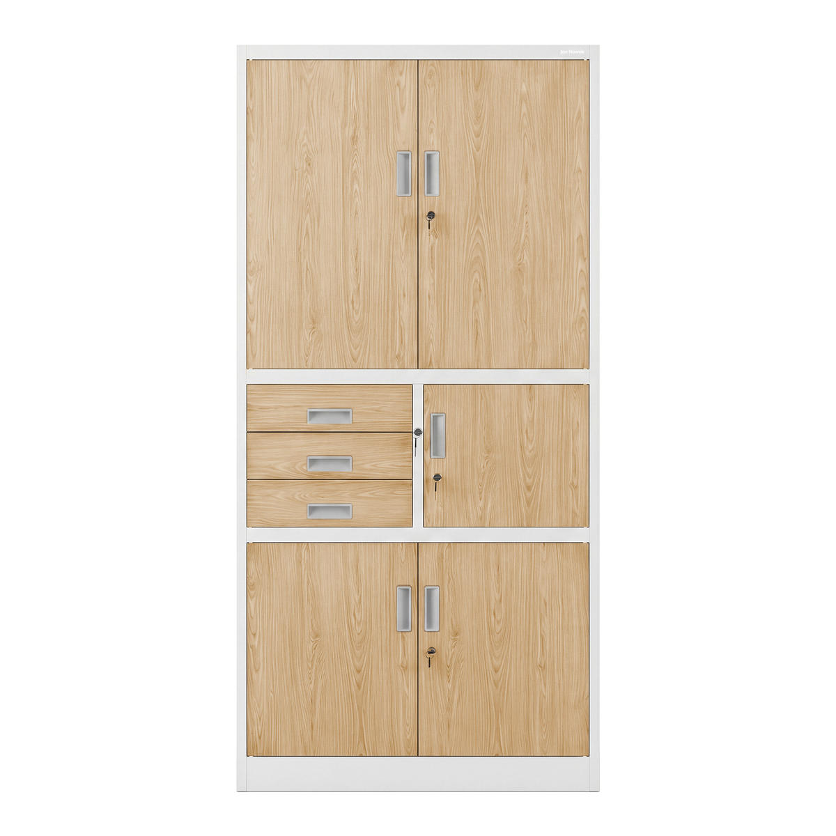 AKTENSCHRANK FILIP II 185x90x40 cm - Weiß/Sonoma Eiche, Metall (90/185/40cm) - Jan Nowak
