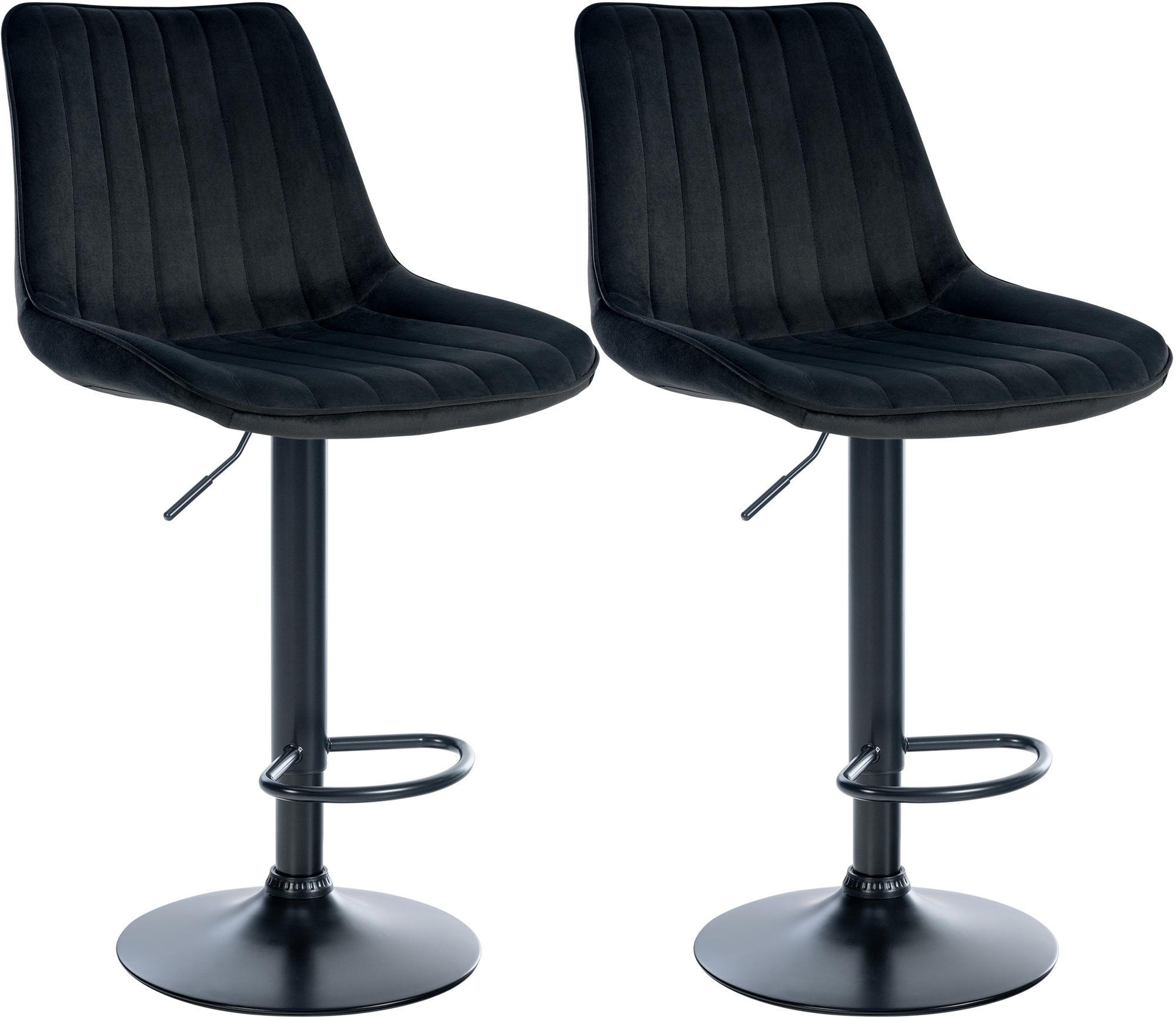 BARHOCKER 2er Set Samt Schwarz - Schwarz, Textil/Metall (49.5/91/50cm) - CLP