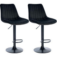 BARHOCKER 2er Set Samt Schwarz - Schwarz, Textil/Metall (49.5/91/50cm) - CLP