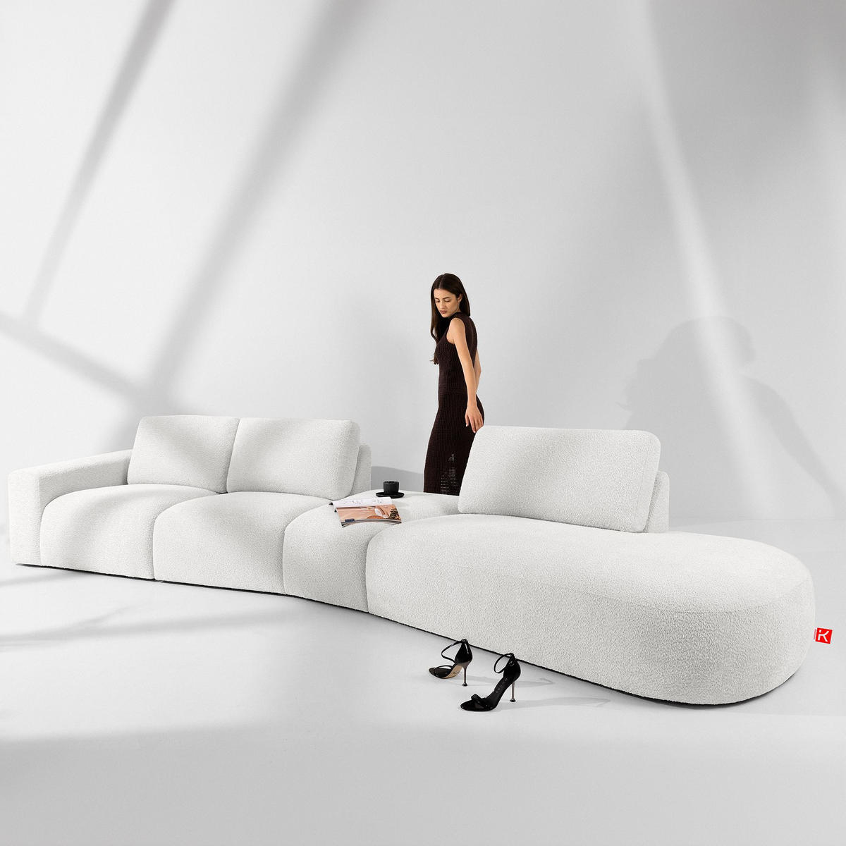 5-SITZER ECKSOFA ZUCCO Boucle rechts, Ecru - Ecru, Textil (430/84/105cm) - KONSIMO®