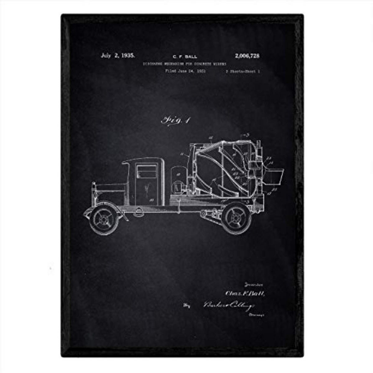 POSTER Vintage Patent – Cement Mixer A3 Rahmenlos - Klar, Papier (29.7/5/42cm) - Nacnic
