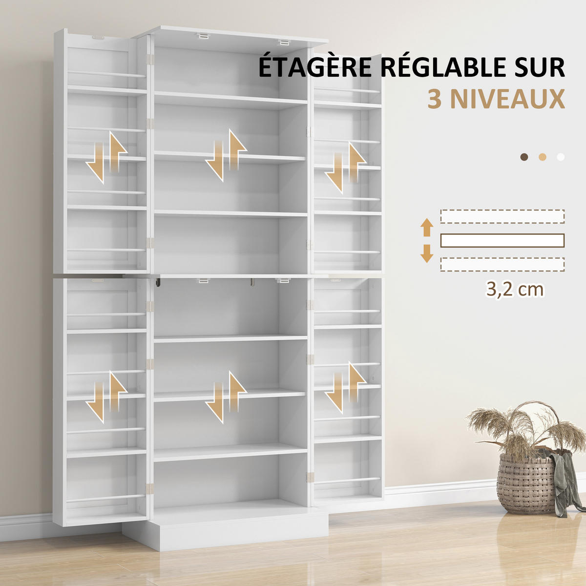MEHRZWECKSCHRANK DE-11136 Verstellbare Böden Weiß - Weiß, Holzwerkstoff (35/166/60cm) - ComfortXL