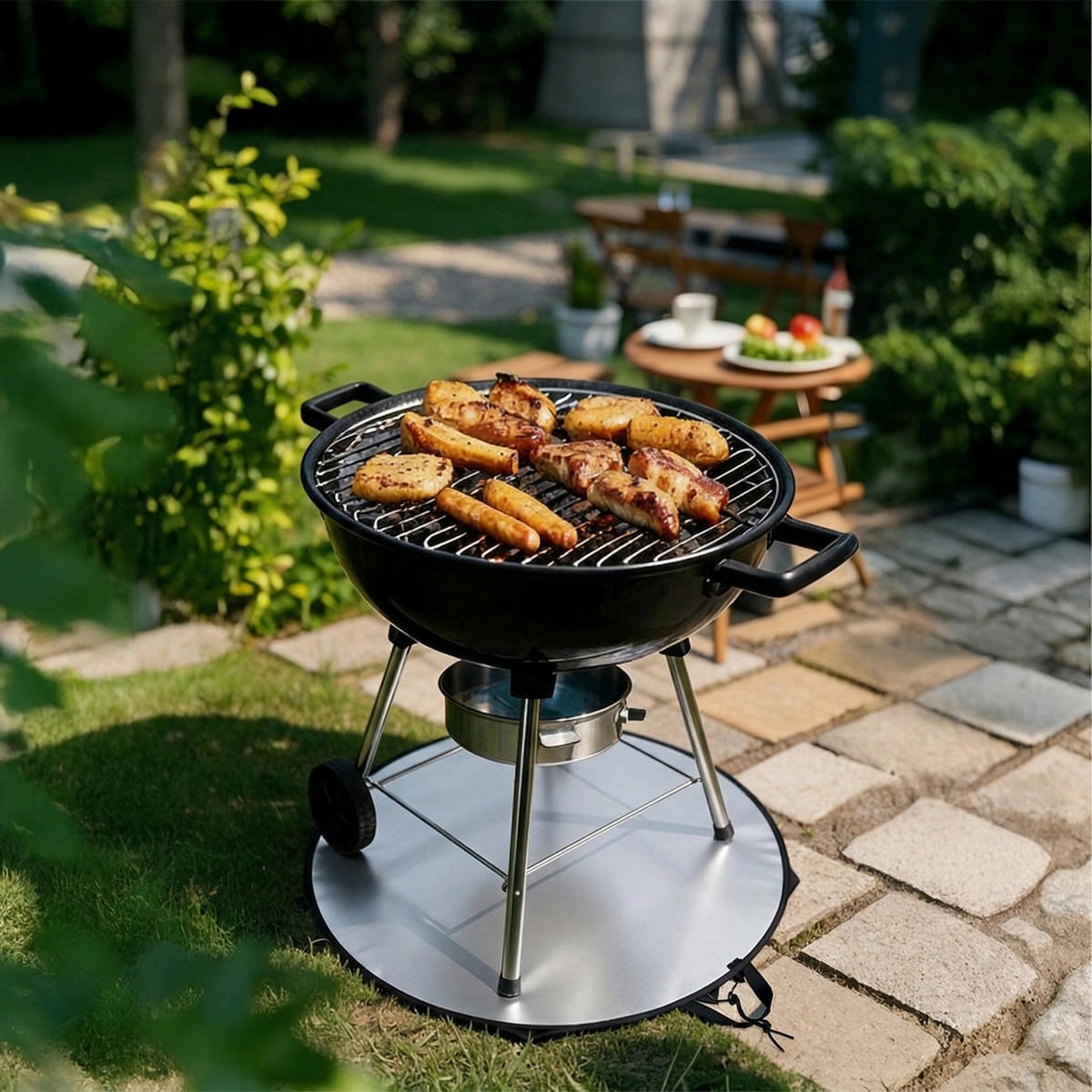 FEUERFESTE Unterlage - Multicolor, Kunststoff/Metall (60/1.5/60cm) - Relaxdays