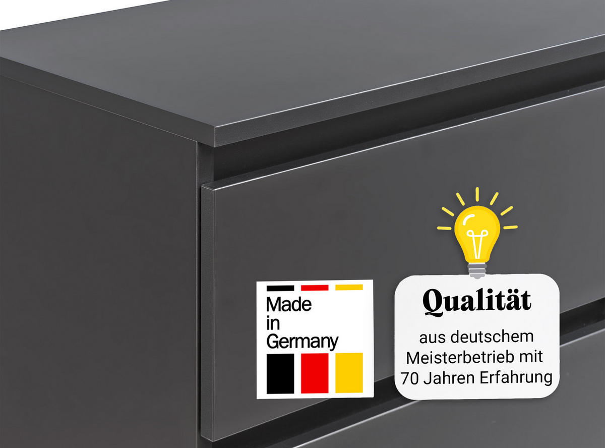 KOMMODE mit 6 Schubladen 100cm breit in anthrazit - Anthrazit, Holz (100/77.5/31cm) - Home Collective