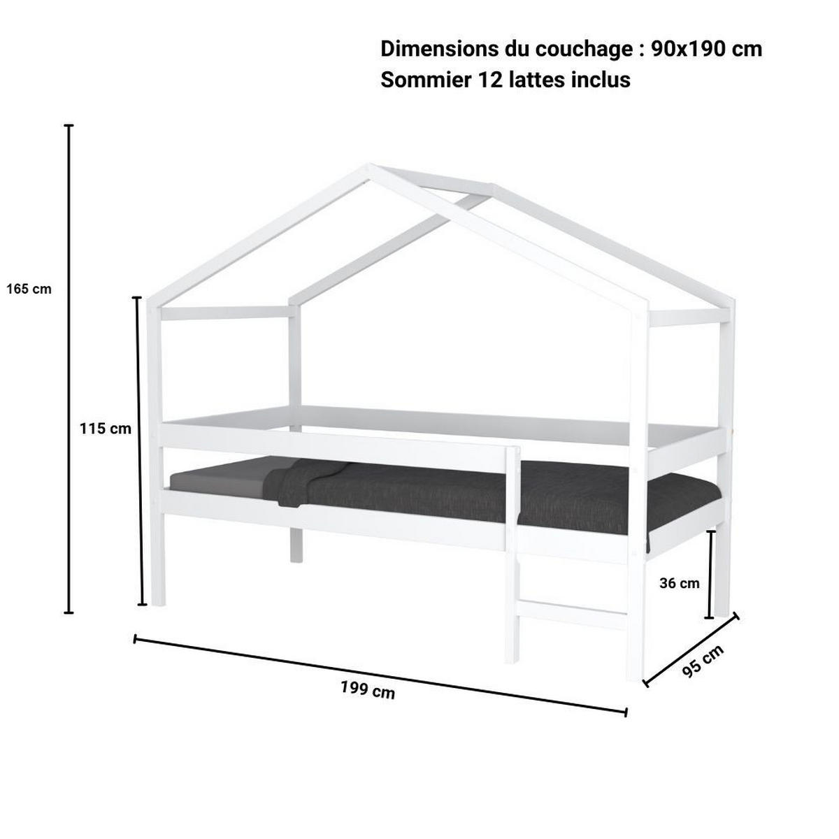 HAUSBETT MIKA mit Matratze / Kinderbett 90x190 - Weiß - Weiß, Holz (90/190cm) - Weber Industries